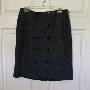 Anne Klein AK Skirt Size 6 Button Accent Front Stretch Charcoal Gray Side Zip